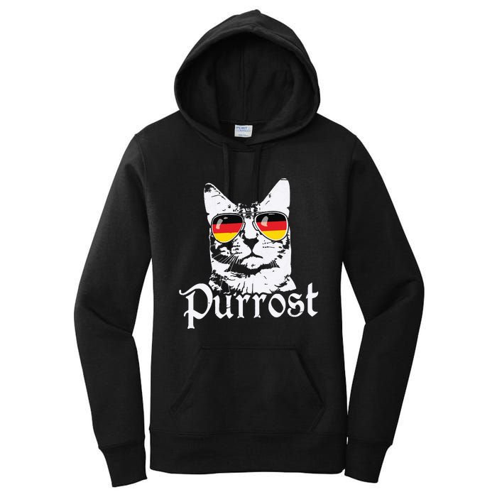 Purrost Cat Sunglasses German Flag Germany Prost Oktoberfest Women's Pullover Hoodie