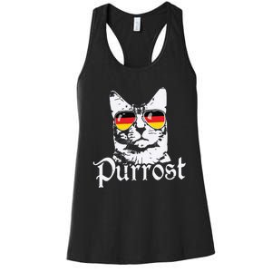 Purrost Cat Sunglasses German Flag Germany Prost Oktoberfest Women's Racerback Tank