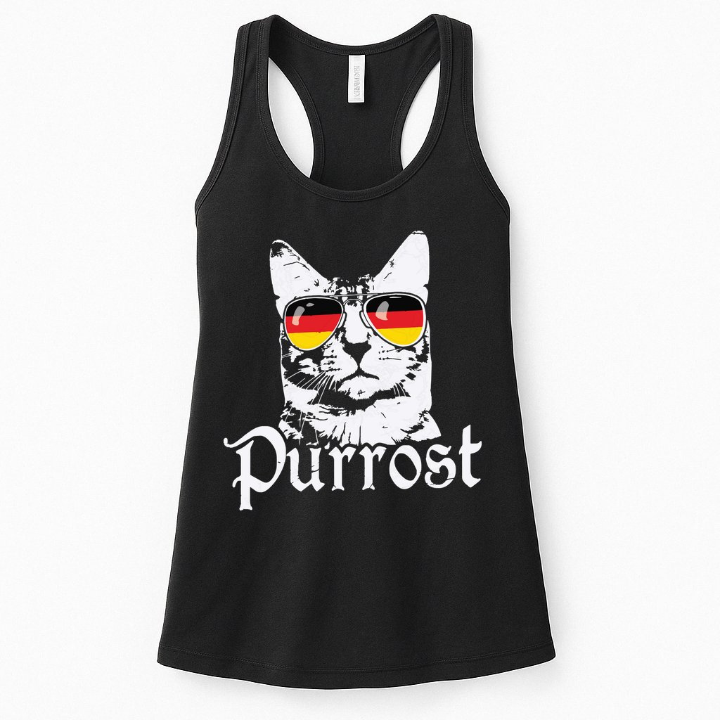 Purrost Cat Sunglasses German Flag Germany Prost Oktoberfest Womens Tank Top