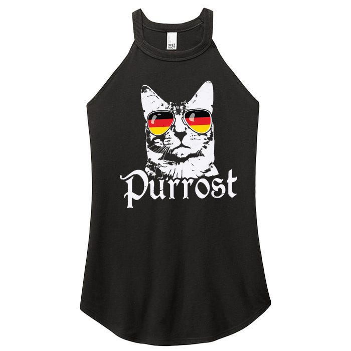 Purrost Cat Sunglasses German Flag Germany Prost Oktoberfest Women's Perfect Tri Rocker Tank