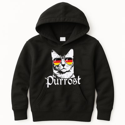 Purrost Cat Sunglasses German Flag Germany Prost Oktoberfest Kids Hoodie