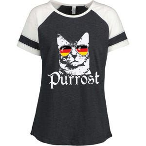 Purrost Cat Sunglasses German Flag Germany Prost Oktoberfest Enza Ladies Jersey Colorblock Tee