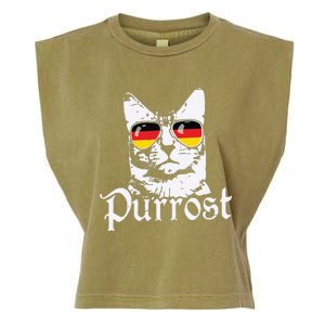 Purrost Cat Sunglasses German Flag Germany Prost Oktoberfest Garment-Dyed Women's Muscle Tee