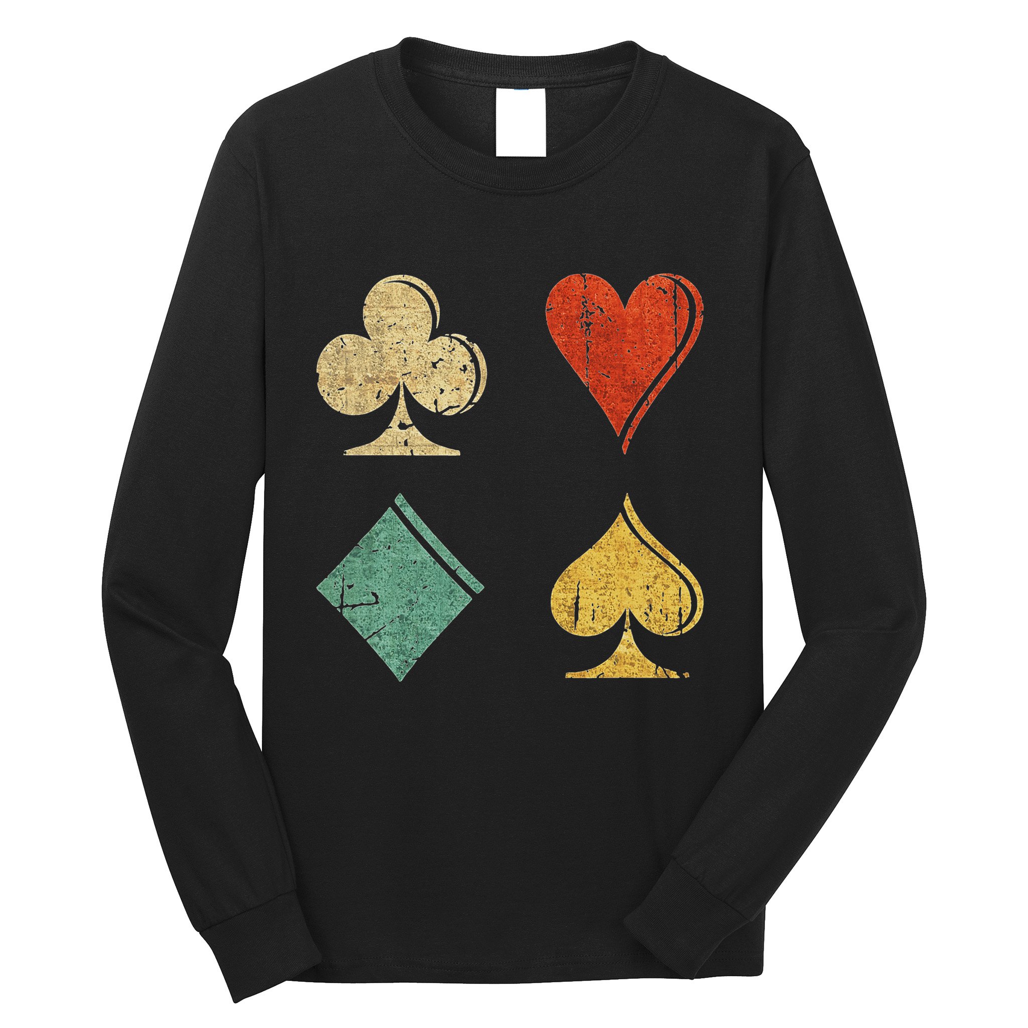 Playing Cards Spade Heart Diamond Club Long Sleeve Shirt