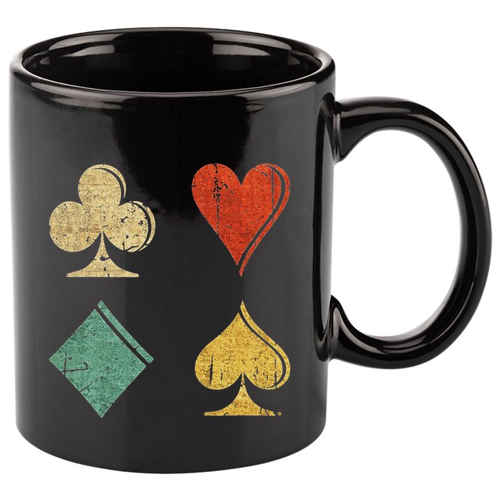 Playing Cards Spade Heart Diamond Club 11oz C Handle Ceramic Mug