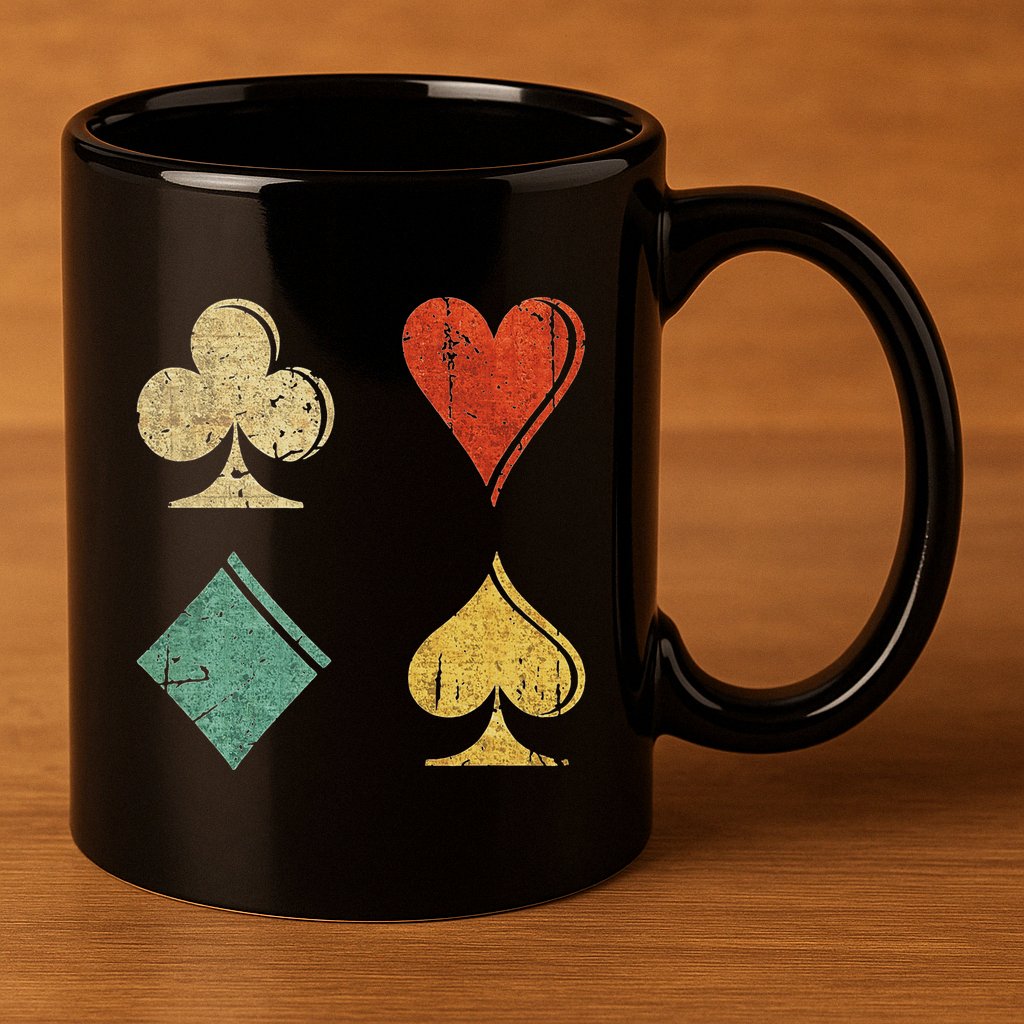 Playing Cards Spade Heart Diamond Club 11oz C Handle Ceramic Mug