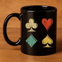 Playing Cards Spade Heart Diamond Club 11oz C Handle Ceramic Mug