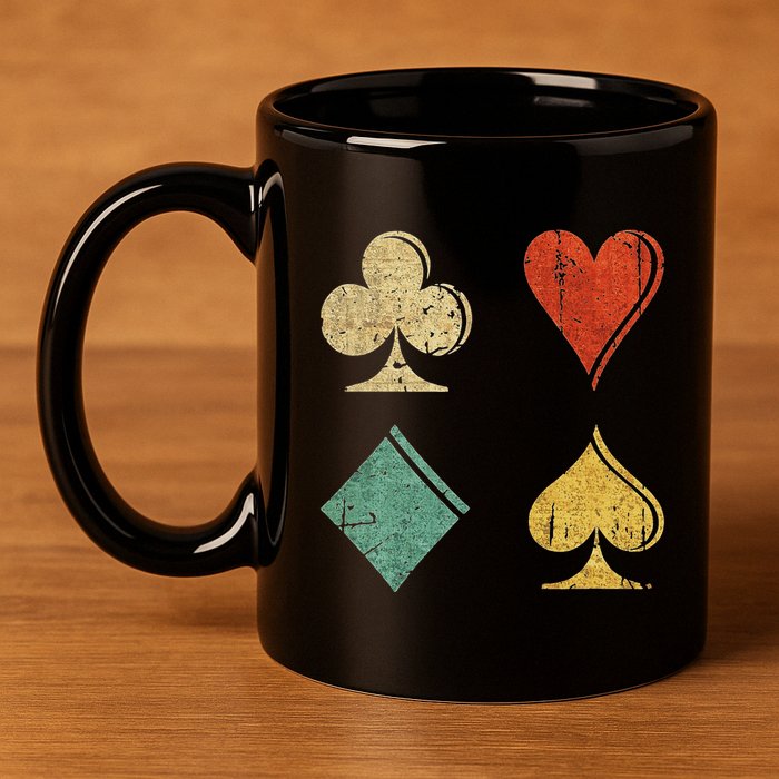 Playing Cards Spade Heart Diamond Club 11oz C Handle Ceramic Mug