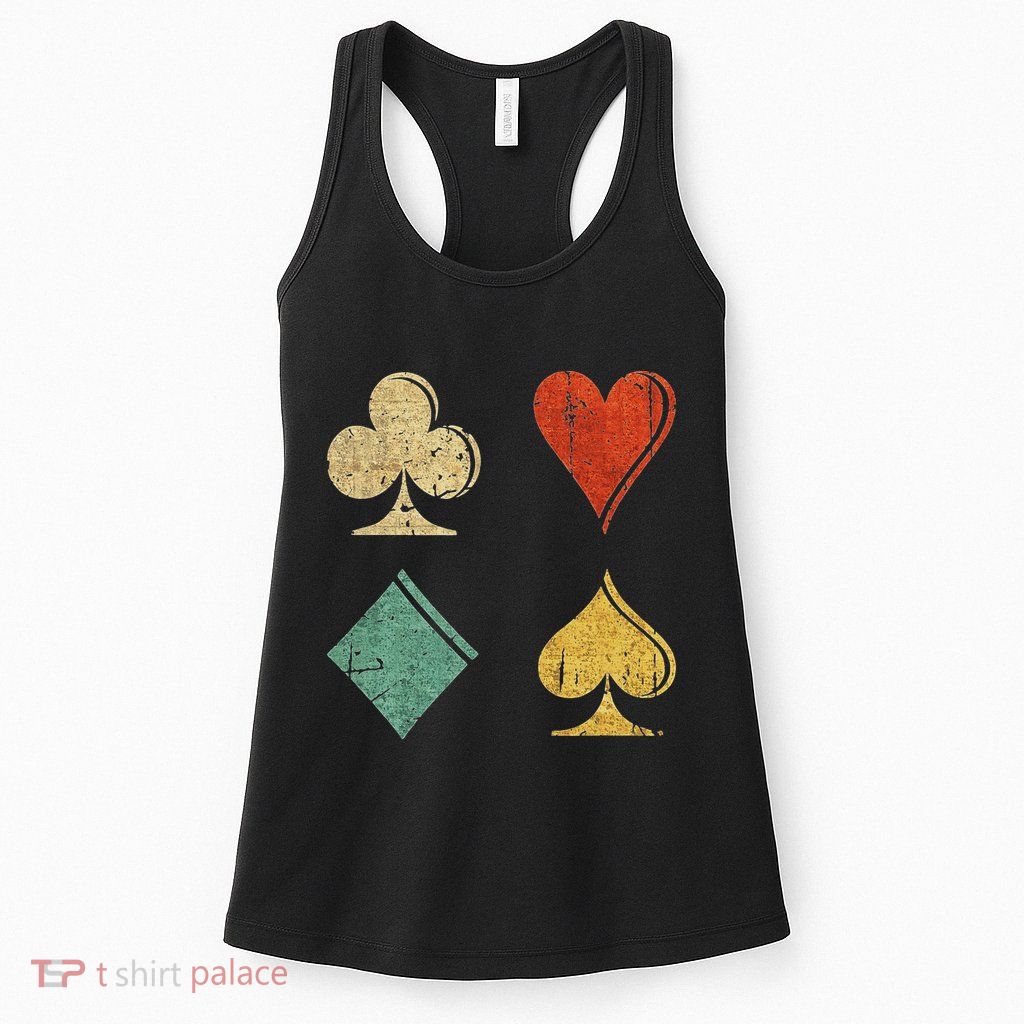 Playing Cards Spade Heart Diamond Club Womens Tank Top