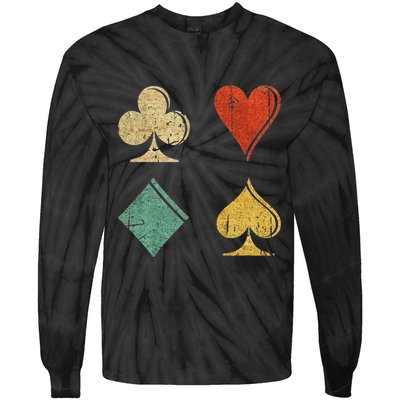 Playing Cards Spade Heart Diamond Club Tie-Dye Long Sleeve Shirt