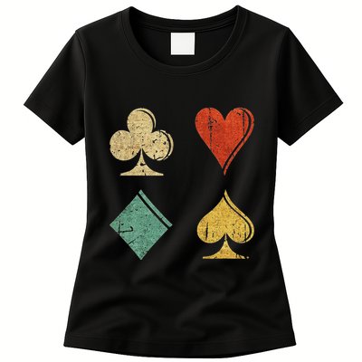 Playing Cards Spade Heart Diamond Club Womens T-Shirt