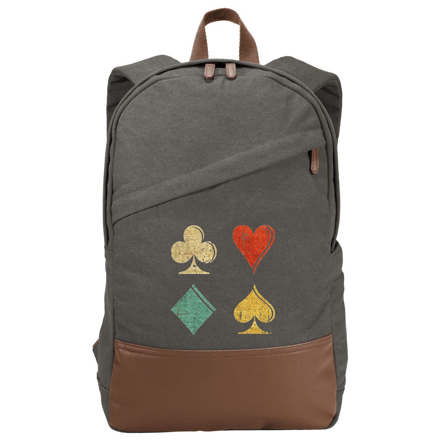 Playing Cards Spade Heart Diamond Club Cotton Canvas Backpack