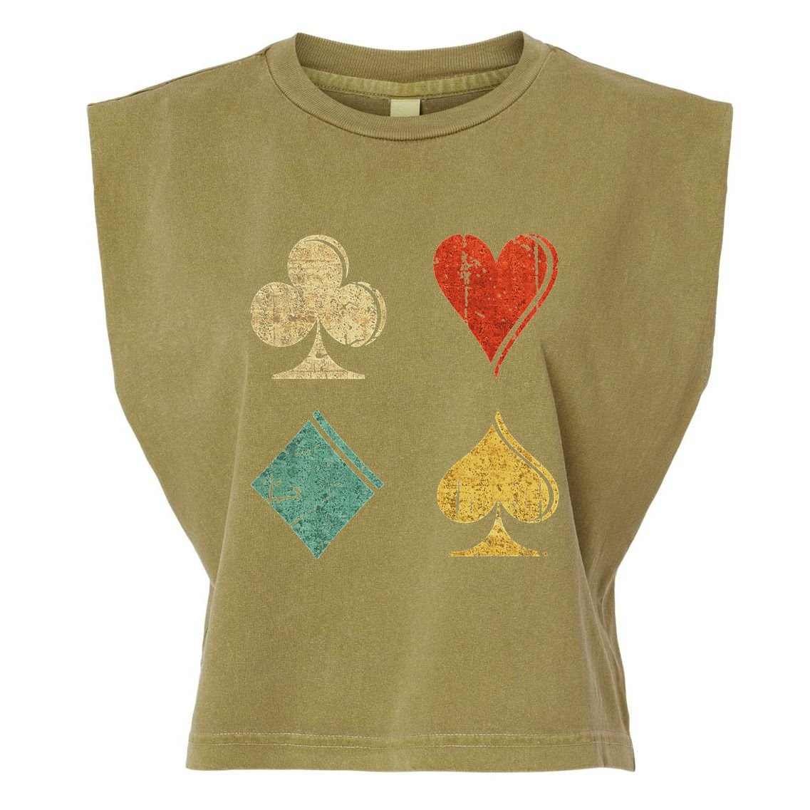 Playing Cards Spade Heart Diamond Club Garment-Dyed Women's Muscle Tee