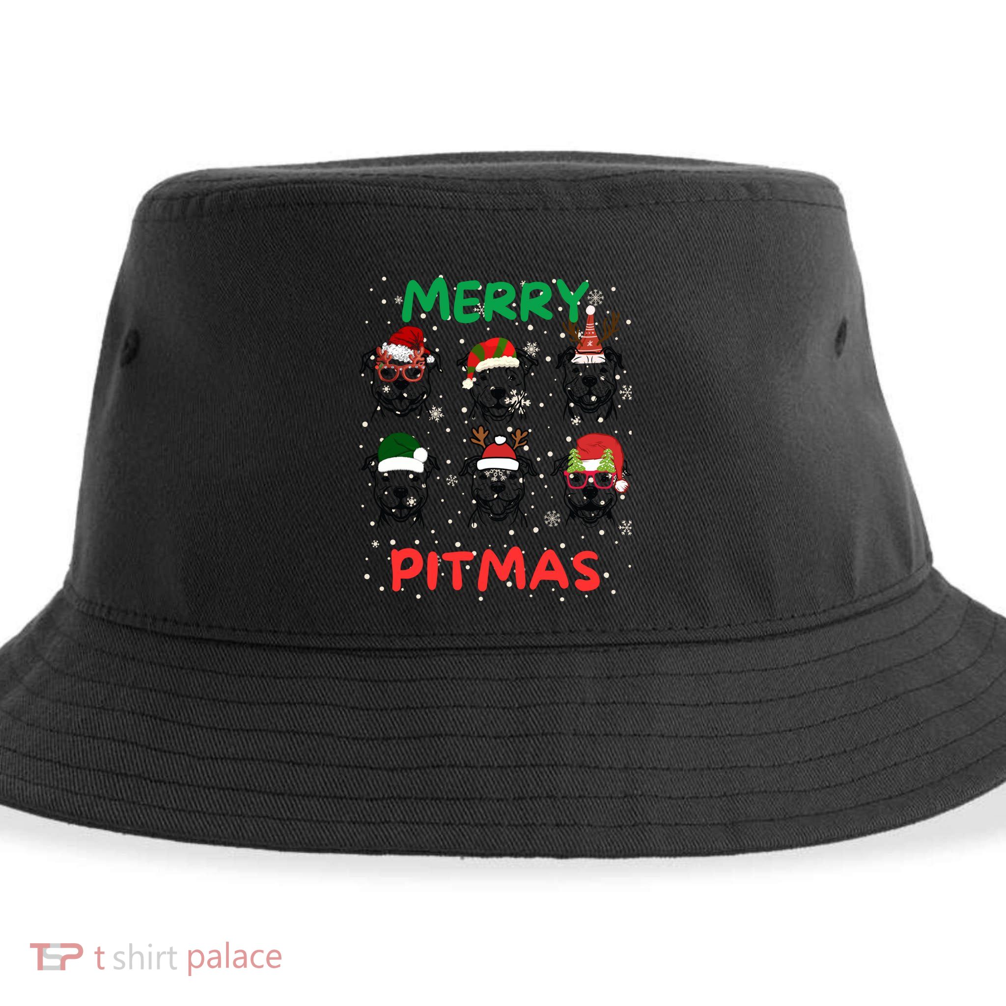 Pitbull Christmas Santa Claus Lovers Merry Pitmas Gift Sustainable Bucket Hat