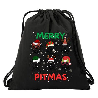 Pitbull Christmas Santa Claus Lovers Merry Pitmas Gift Drawstring Bag