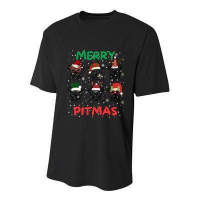 Pitbull Christmas Santa Claus Lovers Merry Pitmas Gift Youth Performance Sprint T-Shirt