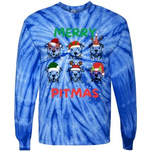 Pitbull Christmas Santa Claus Lovers Merry Pitmas Gift Tie-Dye Long Sleeve Shirt