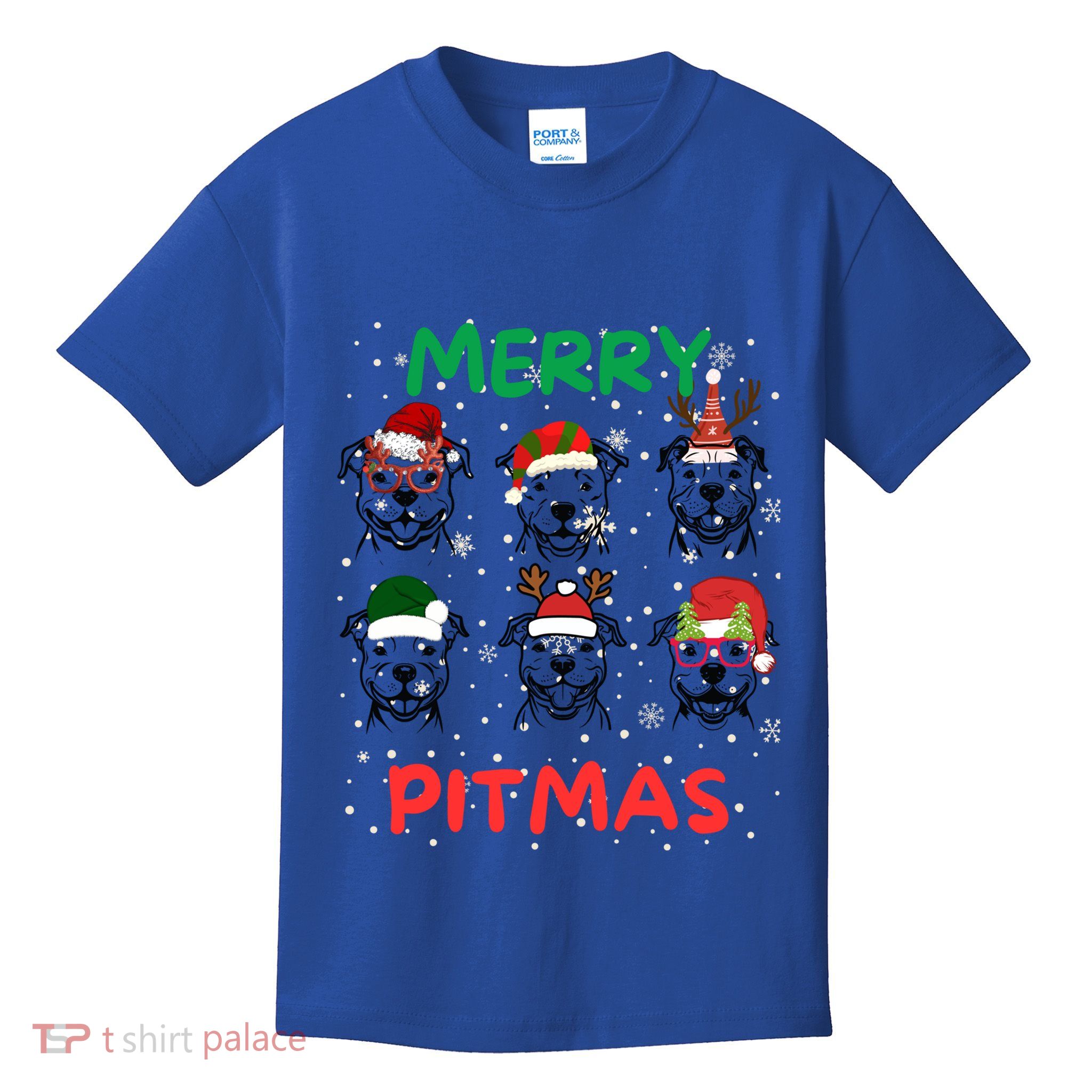 Pitbull Christmas Santa Claus Lovers Merry Pitmas Gift Kids T-Shirt