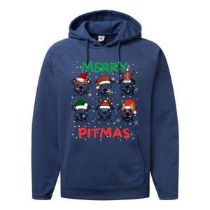 Pitbull Christmas Santa Claus Lovers Merry Pitmas Gift Performance Fleece Hoodie