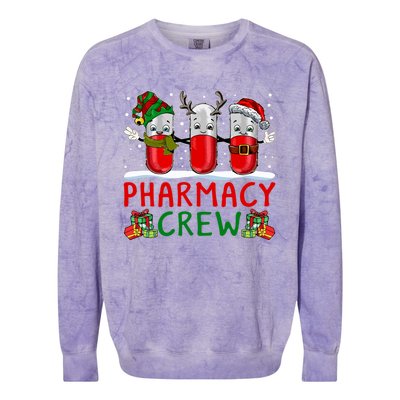 Pharmacy Crew Santa Xmas Pharmacy Tech Christmas Pajama Gift Colorblast Crewneck Sweatshirt