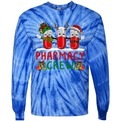 Pharmacy Crew Santa Xmas Pharmacy Tech Christmas Pajama Gift Tie-Dye Long Sleeve Shirt