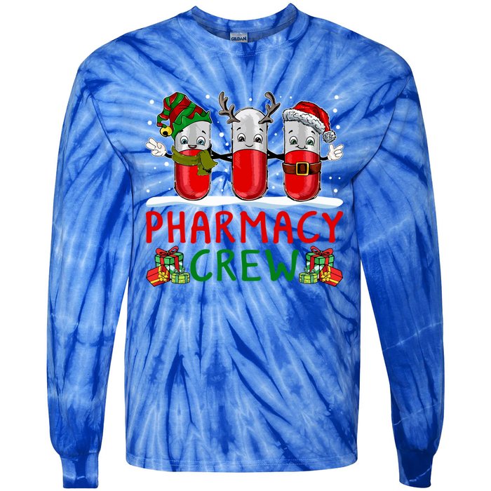 Pharmacy Crew Santa Xmas Pharmacy Tech Christmas Pajama Gift Tie-Dye Long Sleeve Shirt