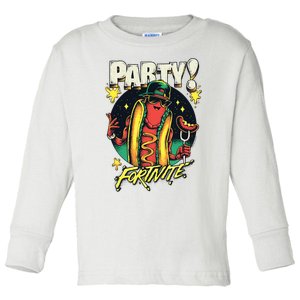 Party! Cool Swag Hot Dog Retro Big Chest Poster Toddler Long Sleeve Shirt