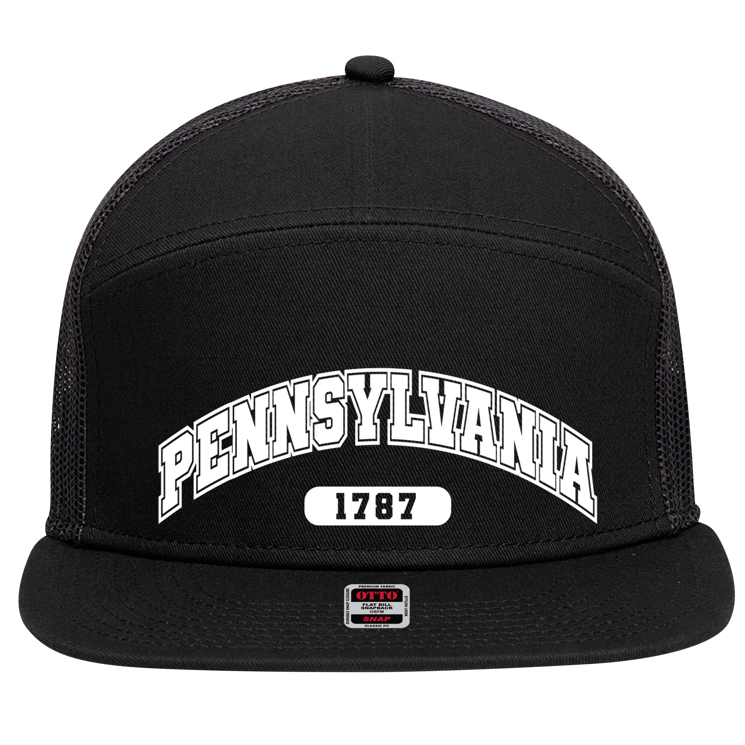 Pennsylvania Collegiate Style 1787 7 Panel Mesh Trucker Snapback Hat