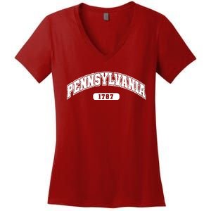 Pennsylvania Collegiate Style 1787 Women's V-Neck T-Shirt