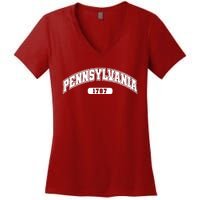 Pennsylvania Collegiate Style 1787 Women's V-Neck T-Shirt