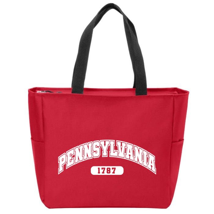 Pennsylvania Collegiate Style 1787 Zip Tote Bag