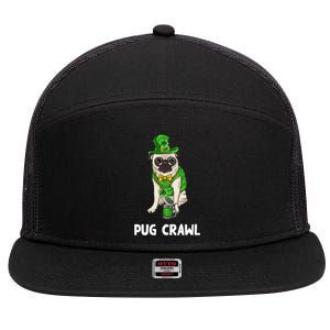 Pug Crawl St Patrick's Day Ing Bar Bartender Funny Cool Gift 7 Panel Mesh Trucker Snapback Hat