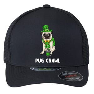 Pug Crawl St Patrick's Day Ing Bar Bartender Funny Cool Gift Flexfit Unipanel Trucker Cap