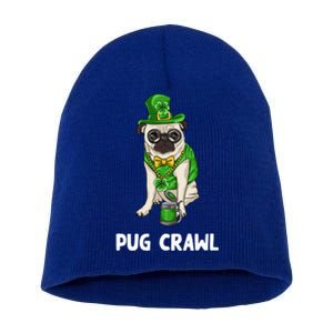 Pug Crawl St Patrick's Day Ing Bar Bartender Funny Cool Gift Short Acrylic Beanie