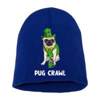 Pug Crawl St Patrick's Day Ing Bar Bartender Funny Cool Gift Short Acrylic Beanie