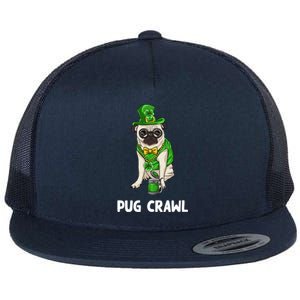 Pug Crawl St Patrick's Day Ing Bar Bartender Funny Cool Gift Flat Bill Trucker Hat