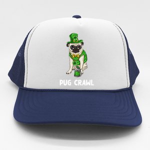 Pug Crawl St Patrick's Day Ing Bar Bartender Funny Cool Gift Trucker Hat