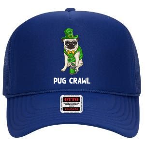 Pug Crawl St Patrick's Day Ing Bar Bartender Funny Cool Gift High Crown Mesh Back Trucker Hat