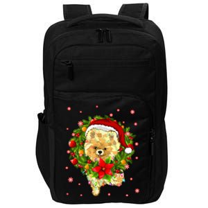 Pomeranian Christmas Santa Hat Xmas Lights Dog Lover Funny Gift Impact Tech Backpack