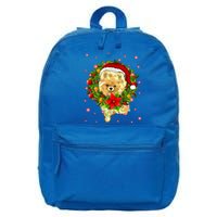 Pomeranian Christmas Santa Hat Xmas Lights Dog Lover Funny Gift 16 in Basic Backpack