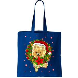 Pomeranian Christmas Santa Hat Xmas Lights Dog Lover Funny Gift Tote Bag