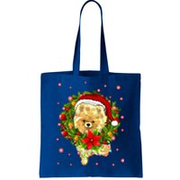 Pomeranian Christmas Santa Hat Xmas Lights Dog Lover Funny Gift Tote Bag