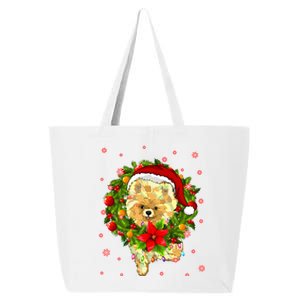 Pomeranian Christmas Santa Hat Xmas Lights Dog Lover Funny Gift 25L Jumbo Tote