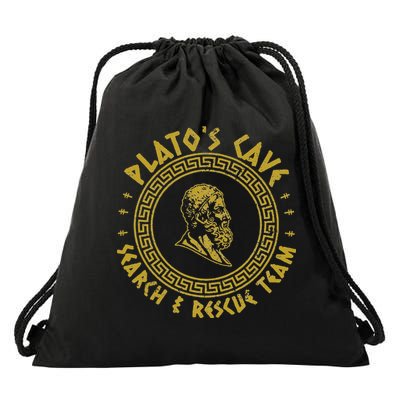 Platos Cave Search And Rescue Teams Funny Philosophy Drawstring Bag