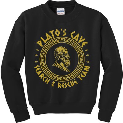 Platos Cave Search And Rescue Teams Funny Philosophy Kids Sweatshirt