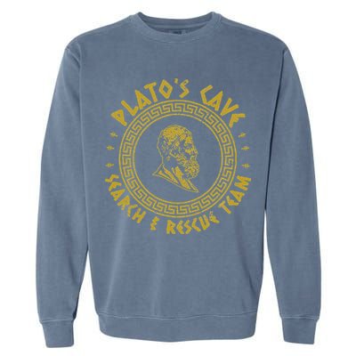 Platos Cave Search And Rescue Teams Funny Philosophy Garment-Dyed Sweatshirt