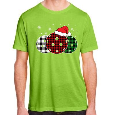 Pickleball Christmas Santa Hat Snowflakes Buffalo Plaid Funny Gift Adult ChromaSoft Performance T-Shirt