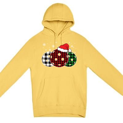 Pickleball Christmas Santa Hat Snowflakes Buffalo Plaid Funny Gift Premium Pullover Hoodie