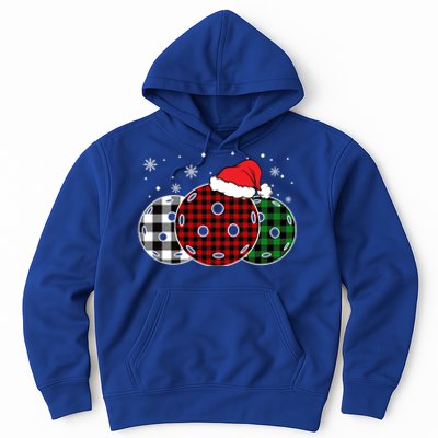 Pickleball Christmas Santa Hat Snowflakes Buffalo Plaid Funny Gift Hoodie