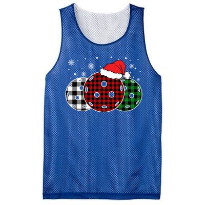 Pickleball Christmas Santa Hat Snowflakes Buffalo Plaid Funny Gift Mesh Reversible Basketball Jersey Tank